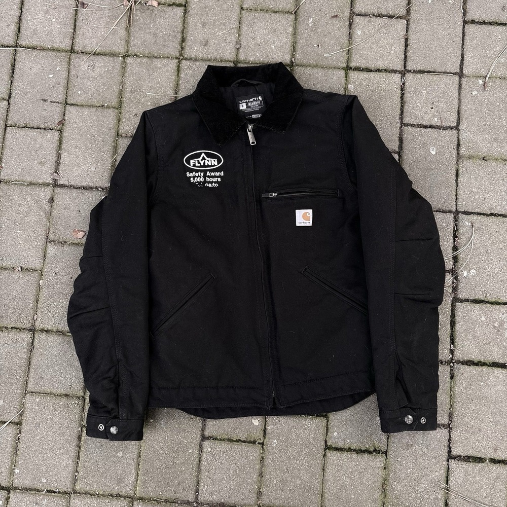 Carhartt BLK Black Blanket Lined Detroit Jacket Size Small Company Logo